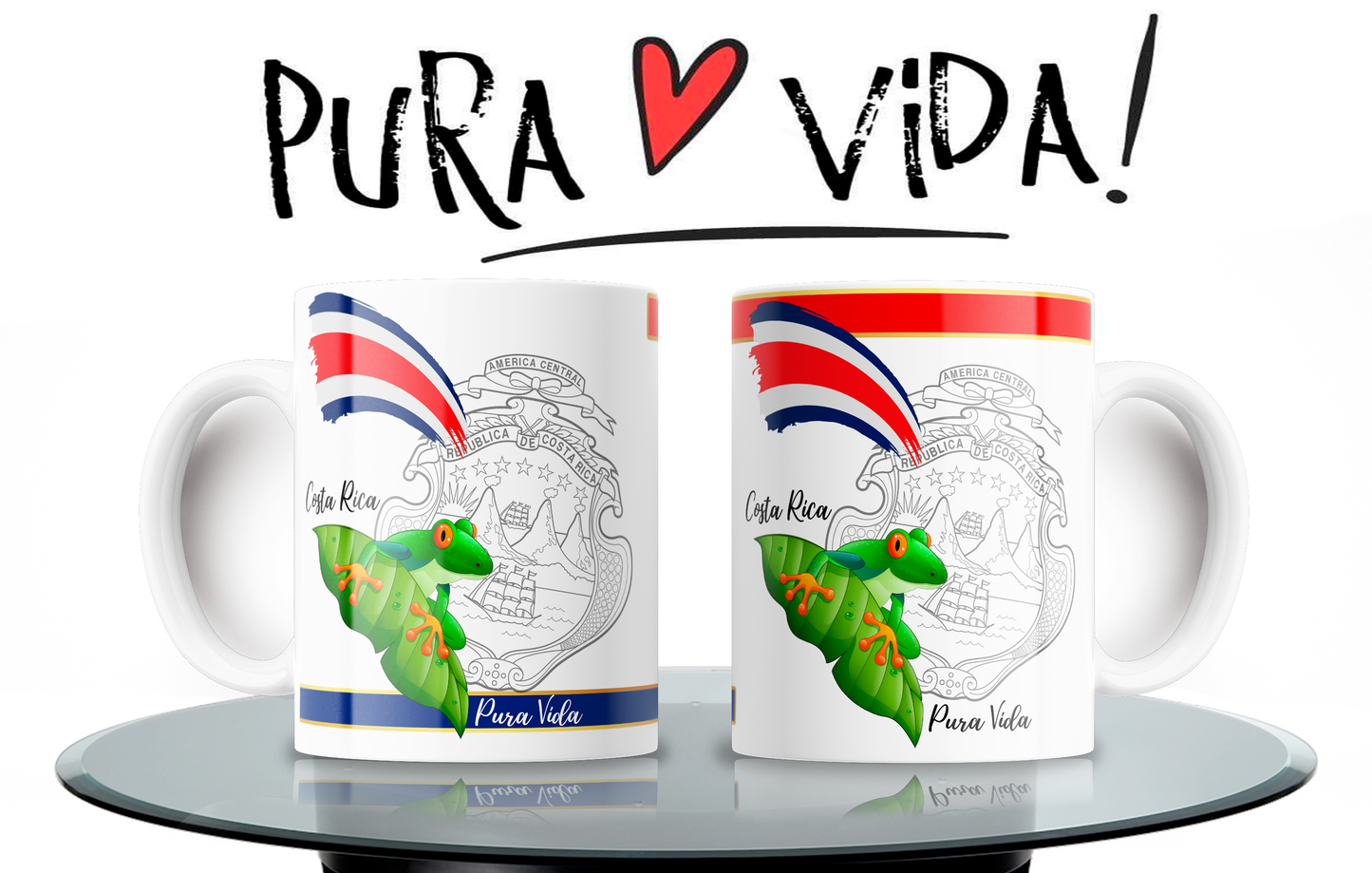 Shield & Frog Shirt + 2 Costa Rica Mugs
