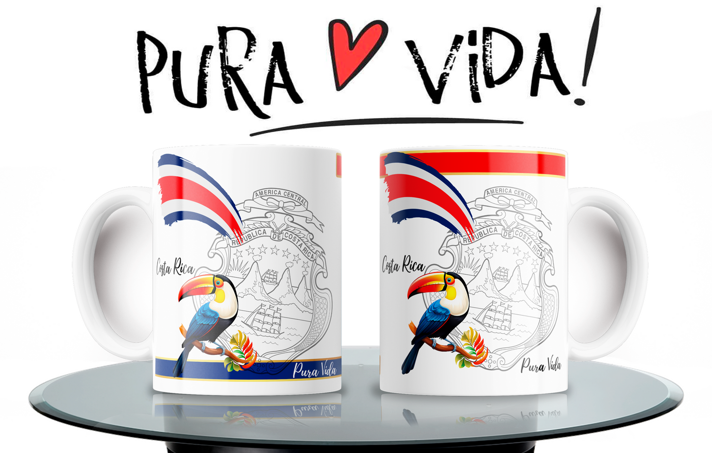 Shield & Toucan Shirt + 2 Costa Rica Mugs