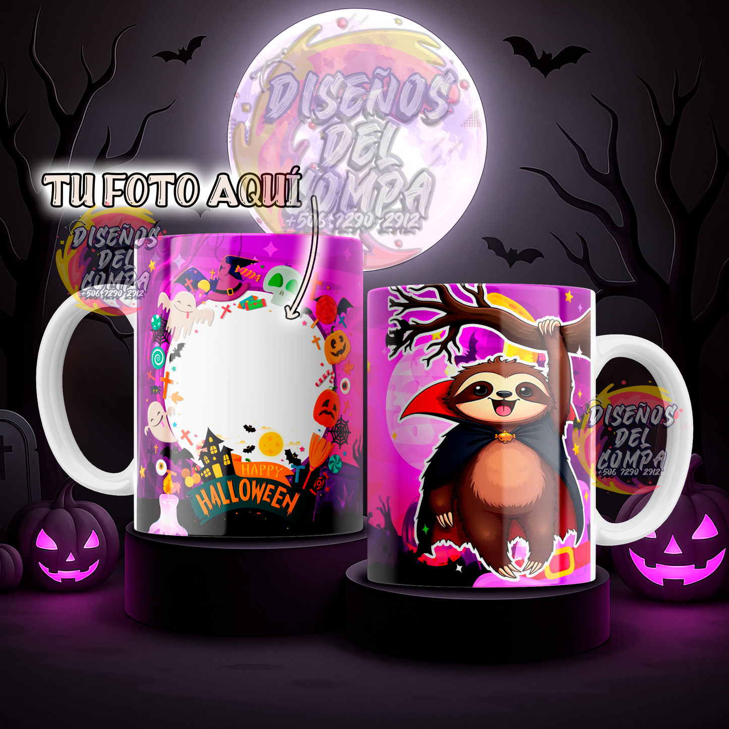 5 Halloween Mugs with Animals Costa Rica 01