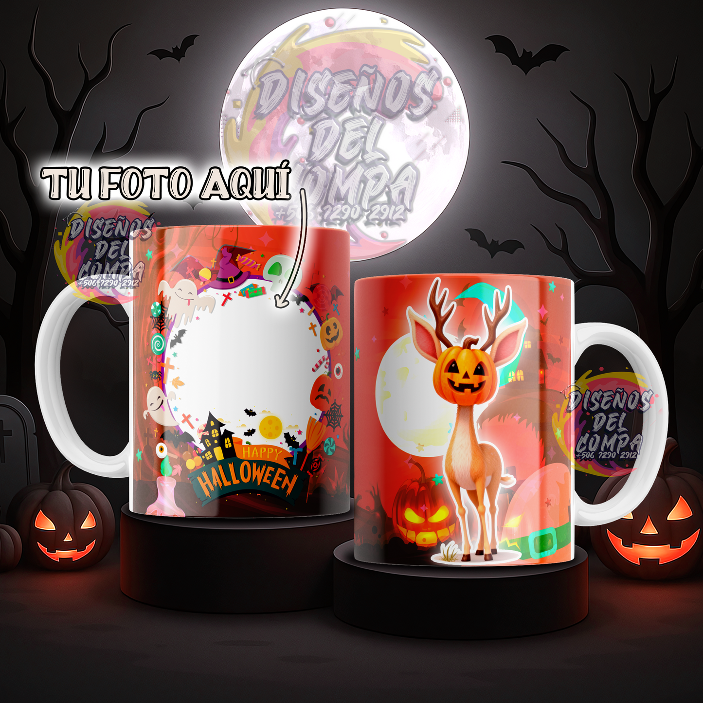 5 Halloween Mugs with Animals Costa Rica 02
