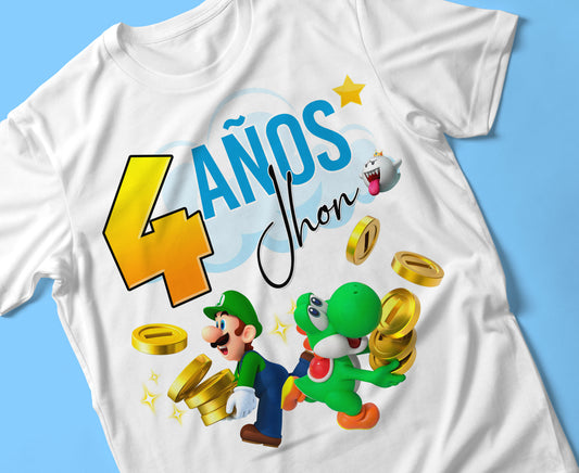 18 Camisas Mario Bros Cumpleaños