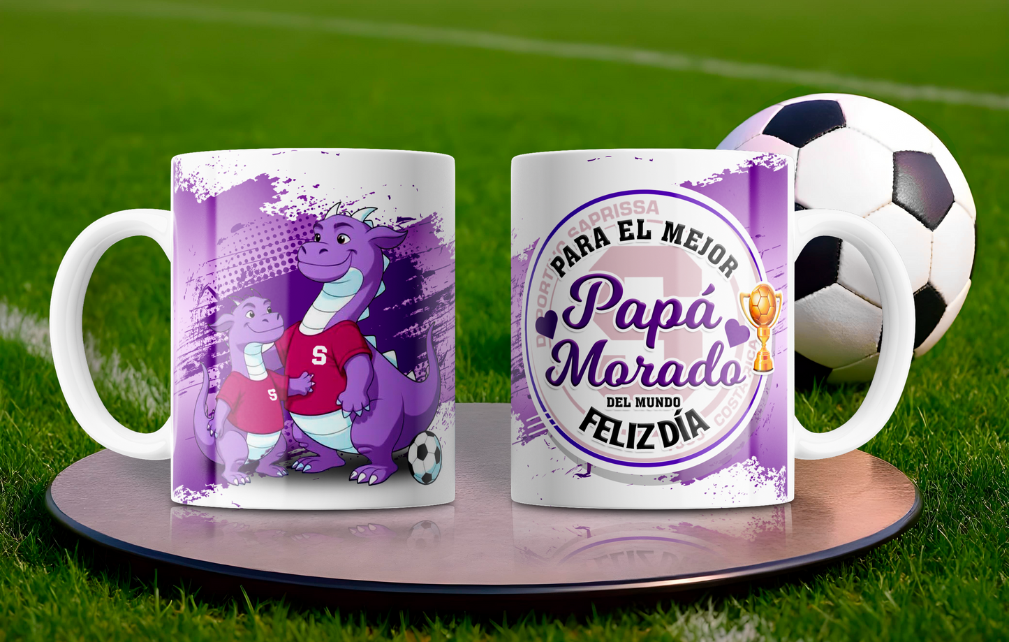 2 Tazas Deportivo Saprissa Caricaturas Papá