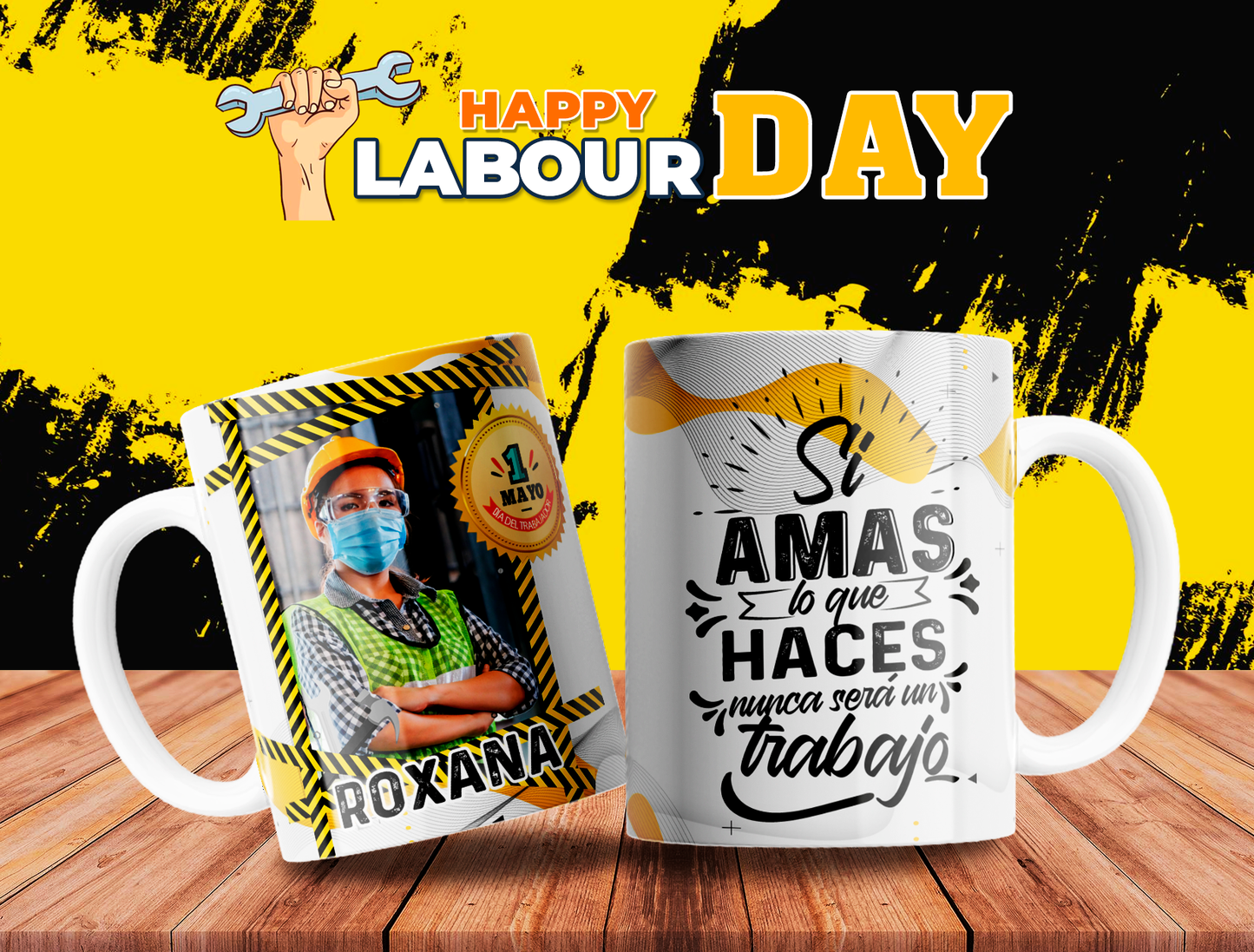 10 Tazas día del trabajador con foto