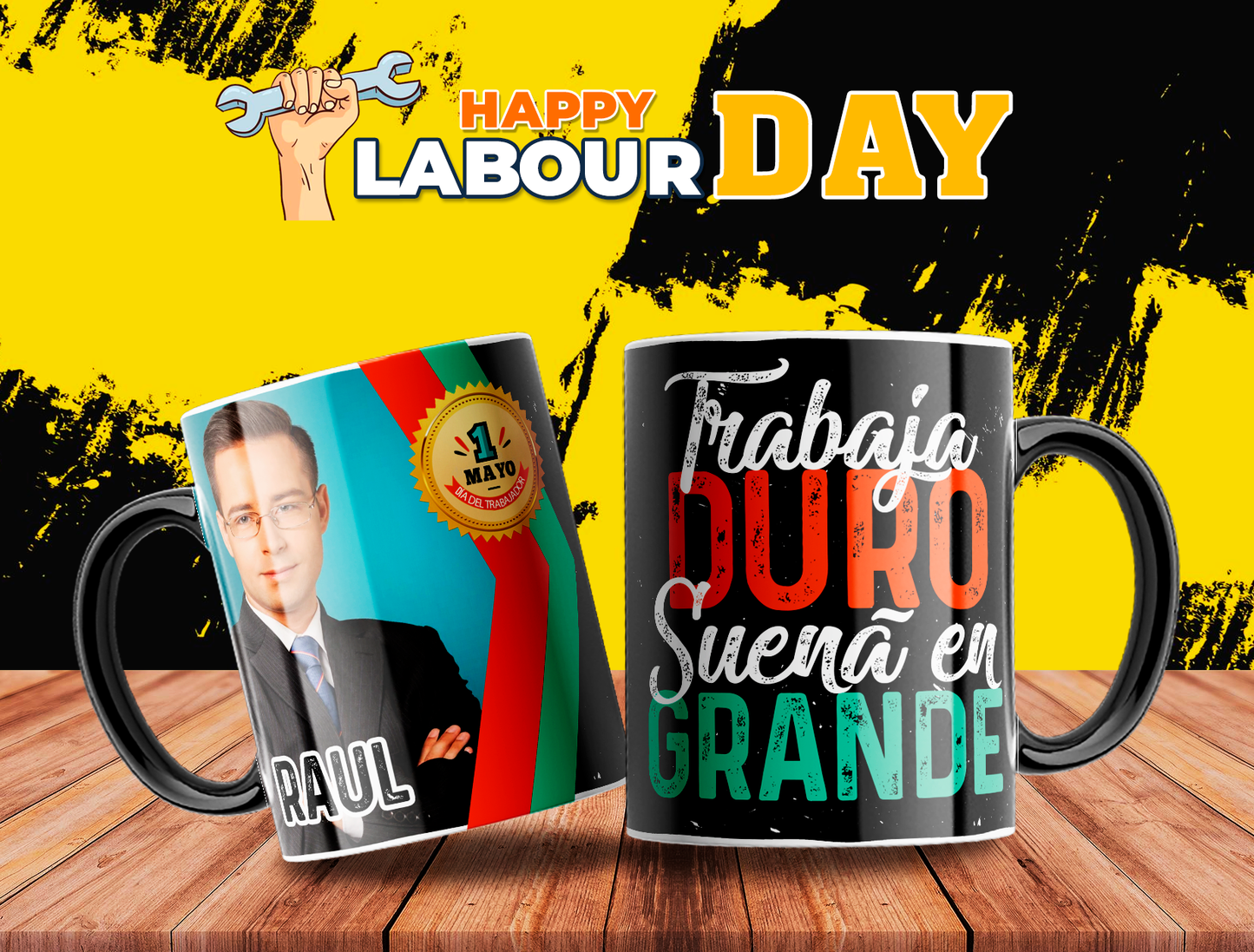 10 Tazas día del trabajador con foto