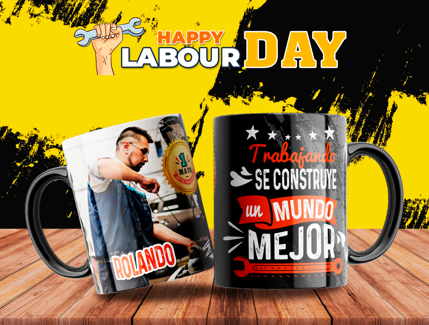 10 Tazas día del trabajador con foto
