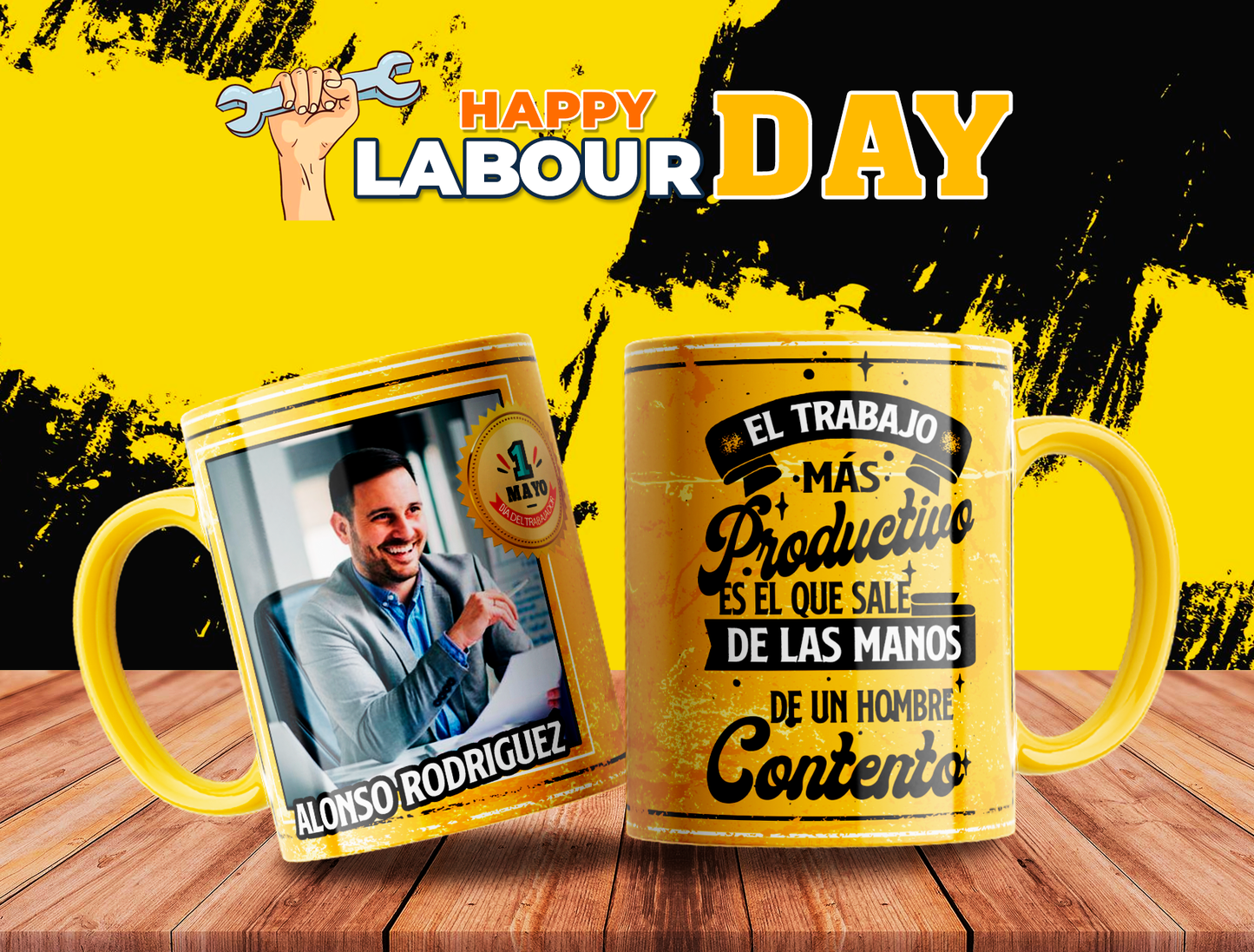 10 Tazas día del trabajador con foto