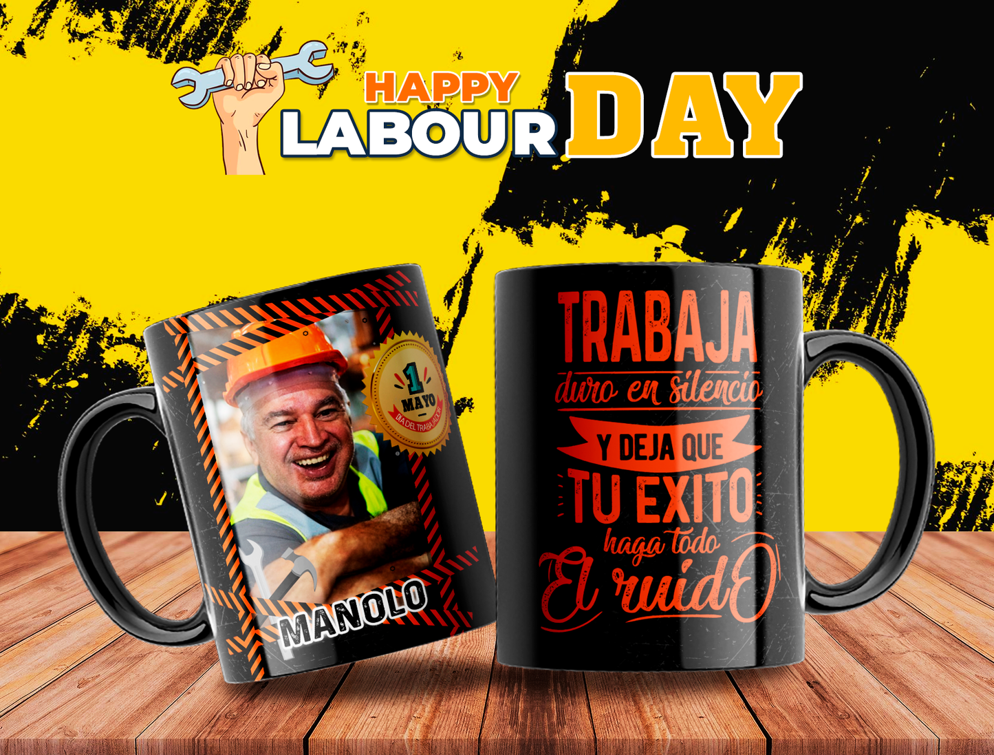 10 Tazas día del trabajador con foto