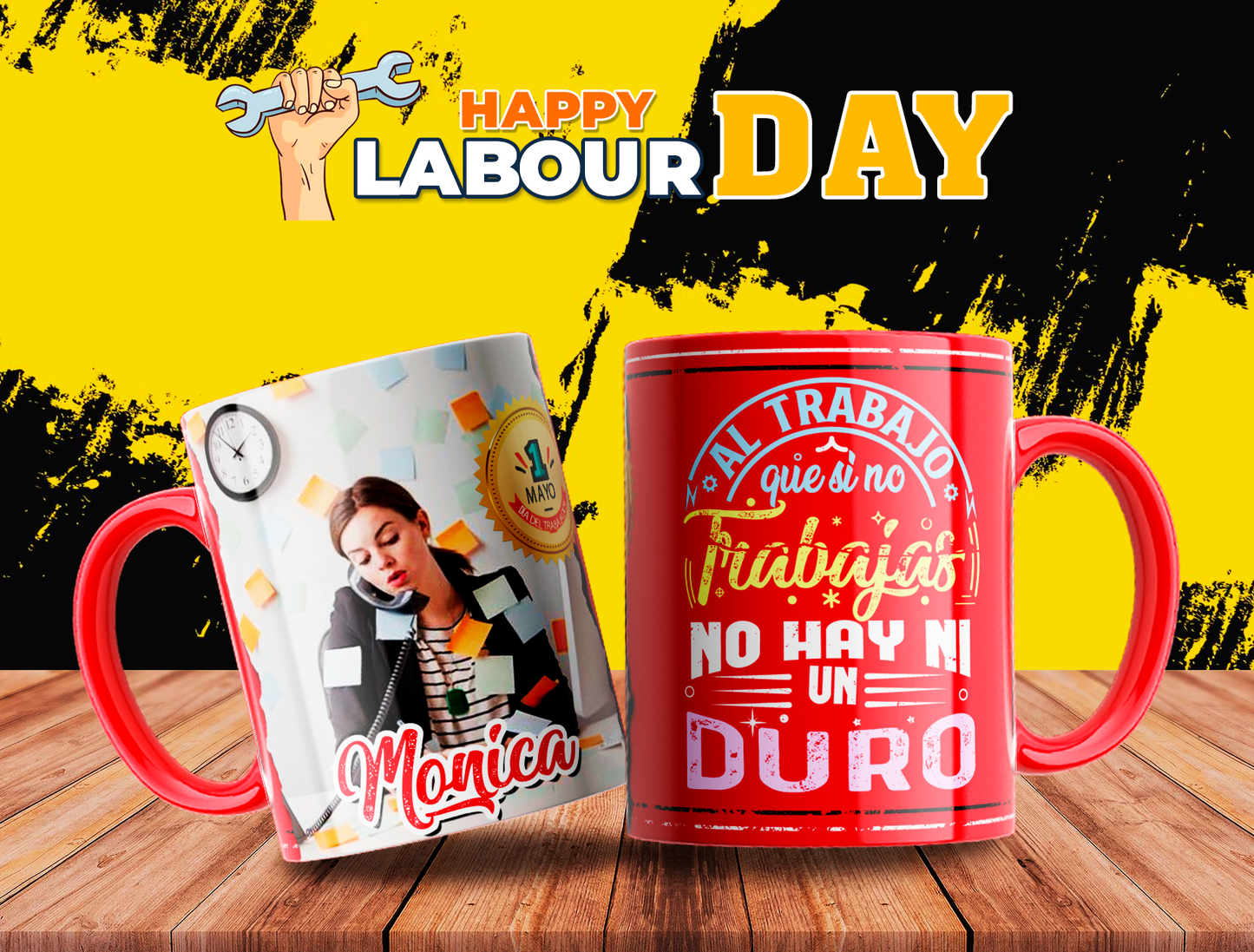 10 Tazas día del trabajador con foto