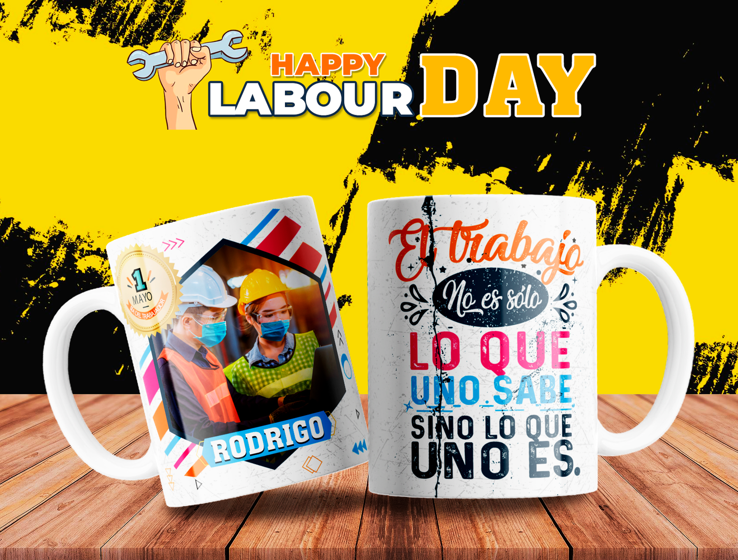 10 Tazas día del trabajador con foto