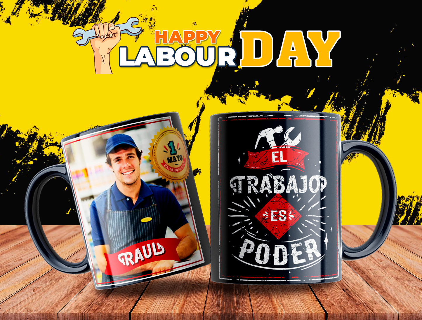 10 Tazas día del trabajador con foto