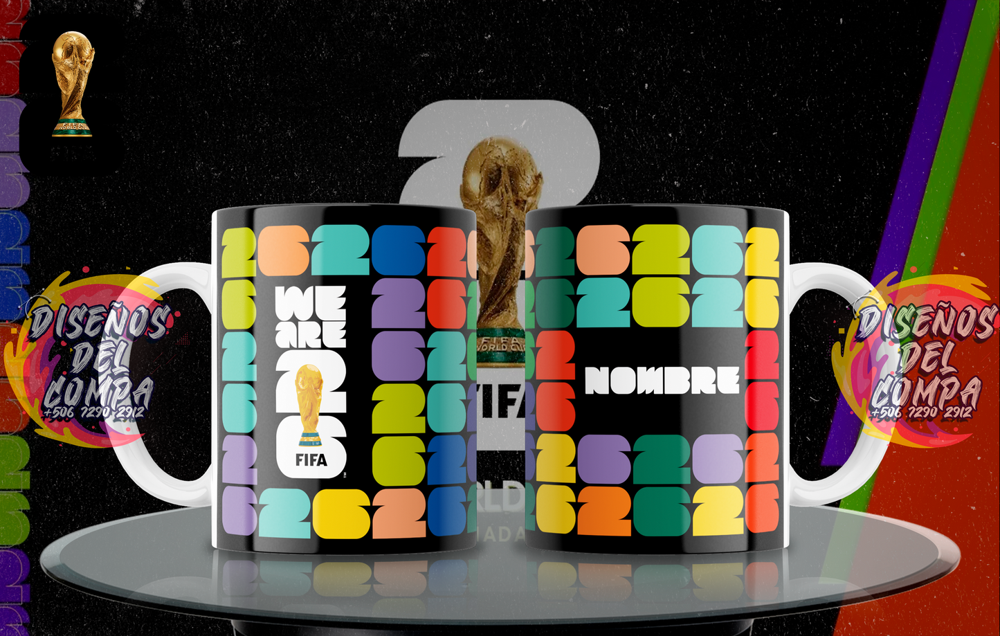 1 Taza World Cup Negro Nombre