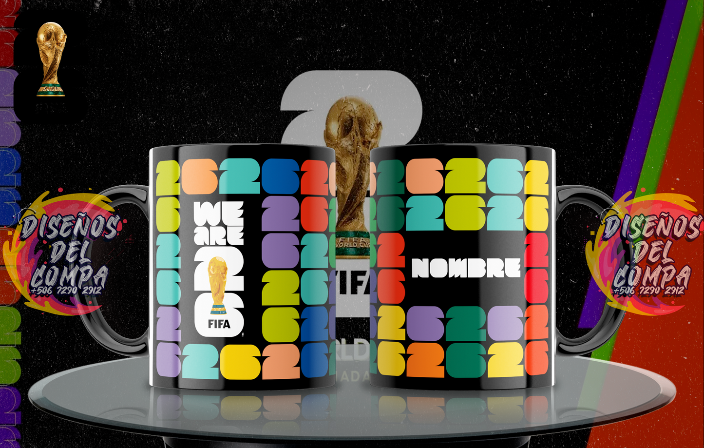 1 Taza World Cup Negro Nombre