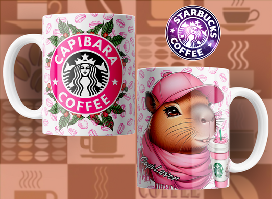 12 Tazas Capibara Café Rosa